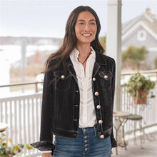 Load image into Gallery viewer, person wearing Solid Color Velvet Short Jacket Coat black