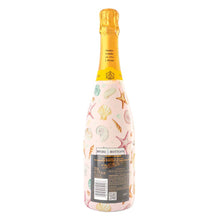 Load image into Gallery viewer, Champagne Bottle covered with the Pink Seashells Champagne Bottle Wrap back view