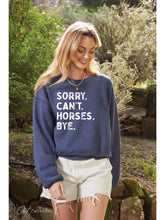 Load image into Gallery viewer, Sorry Can't Horses Bye Mid Graphic Sweatshirt in heather midnight