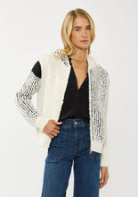 Load image into Gallery viewer, Color Block Popcorn Knit Sweater Jacket - Cream & Black
