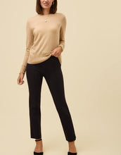 Load image into Gallery viewer, Spartina 449 Shannon Straight Leg Ponte Pant Black paired with cream colored sweater