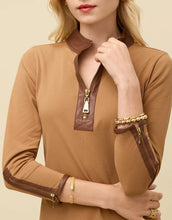 Load image into Gallery viewer, Spartina 449 Nora Half Zip Dress w/ Vegan Leather Brown Sugar