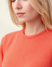 Load image into Gallery viewer, Spartina 449 Sofia Fringe Sweater Emberglow close up of neckline