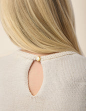 Load image into Gallery viewer, close up of back of neckline with button and keyhole