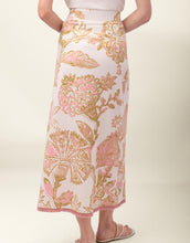 Load image into Gallery viewer, Spartina 449 Jersey Midi Skirt Castillo Jacobean Cream back view showing floral pattern