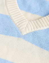 Load image into Gallery viewer, Spartina 449 Harbour Sweater Tide Foam Stripe close up of neckline