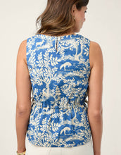Load image into Gallery viewer, back view Spartina 449 Nadia Sleeveless Blouse Flagler Woodland Blue