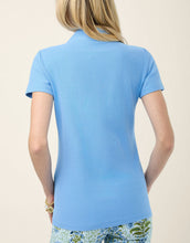 Load image into Gallery viewer, Spartina 449 Serena Short Sleeve Zip Top Azure back view solid light blue fabric