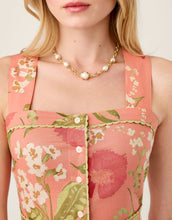 Load image into Gallery viewer, close up of wide strap neckline with button front