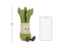 Load image into Gallery viewer, Jellycat Amuseables Asparagus graphic showing size 7.5"