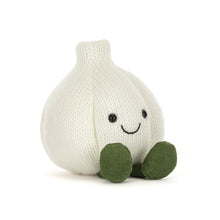 Load image into Gallery viewer, Jellycat Amuseables Garlic with smiling face a green feet