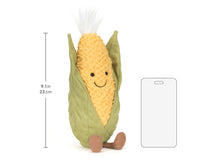 Load image into Gallery viewer, Jellycat Amuseables Sweetcorn graphic showing 9.1" height