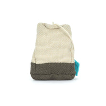 Load image into Gallery viewer, Back of Jellycat Amuseables Steepy Tea Bag plush showing cream textured fabric, gray base, and tea bag string.