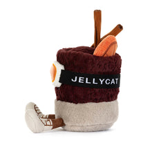 Load image into Gallery viewer, Jellycat Amuseables Mullover Spiced Drink with orange and cinnamon sticks side view showing legs