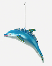 Load image into Gallery viewer, Glass Dolphin Ornament Blue