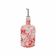 Load image into Gallery viewer, Vietri Amalfitana Splatter Olive Oil Bottle white with red paint splatter design