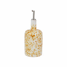 Load image into Gallery viewer, Vietri Amalfitana Splatter Olive Oil Bottle white with yellow paint splatter design