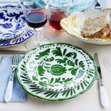 Load image into Gallery viewer, Vietri Arezzo Green Dinner and salad Plate on a set table