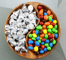 Load image into Gallery viewer, Acacia Wood 2-Compartment Yin Yang Bowl with candy