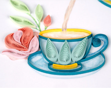 Load image into Gallery viewer, close up of quilled tea cup and flowers