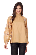 Load image into Gallery viewer, Tan Emilia Eyelet Top