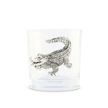 Load image into Gallery viewer, short glass with silver-colored alligator design