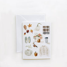 Load image into Gallery viewer, Autumn Notecards and envelope with autumn themed watercolor images