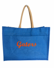 Load image into Gallery viewer, Jute Large Pocket Tote - Lapis