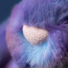 Load image into Gallery viewer, close up showing fuzzy purple and blue fur and pink nose