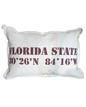 Load image into Gallery viewer, Custom Florida State w/ Coordinates White Canvas Pillow