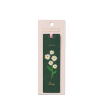 Load image into Gallery viewer, Green April Birth Month Bookmark with white Daisy flowers