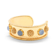 Load image into Gallery viewer, gold bangle with blue jade and gold berries