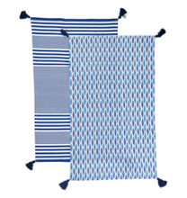 Load image into Gallery viewer, Blue Print Dish Towels w/ Tassels - S/2