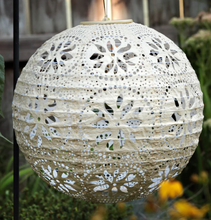 Load image into Gallery viewer, Soji Stella - Boho Globe - 12" Solar Lantern - Pearl