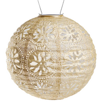 Load image into Gallery viewer, Soji Stella - Boho Globe - 12" Solar Lantern - Pearl