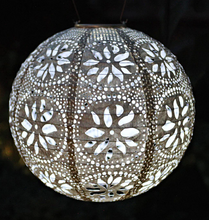 Load image into Gallery viewer, Soji Stella - Boho Globe - 12" Solar Lantern - Pearl