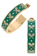 Load image into Gallery viewer, Briar Tennis Racquet Enamel Hoop Earrings