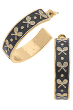 Load image into Gallery viewer, Briar Tennis Racquet Enamel Hoop Earrings
