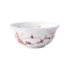 Load image into Gallery viewer, white bowl with rudy colored winter frolic scenes - sleigh ride