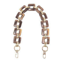 Load image into Gallery viewer, bag chain with brown square acrylic links connected by gold links