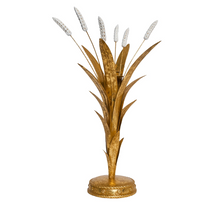 Load image into Gallery viewer, gold candle stick designed to look like a wheat stalk