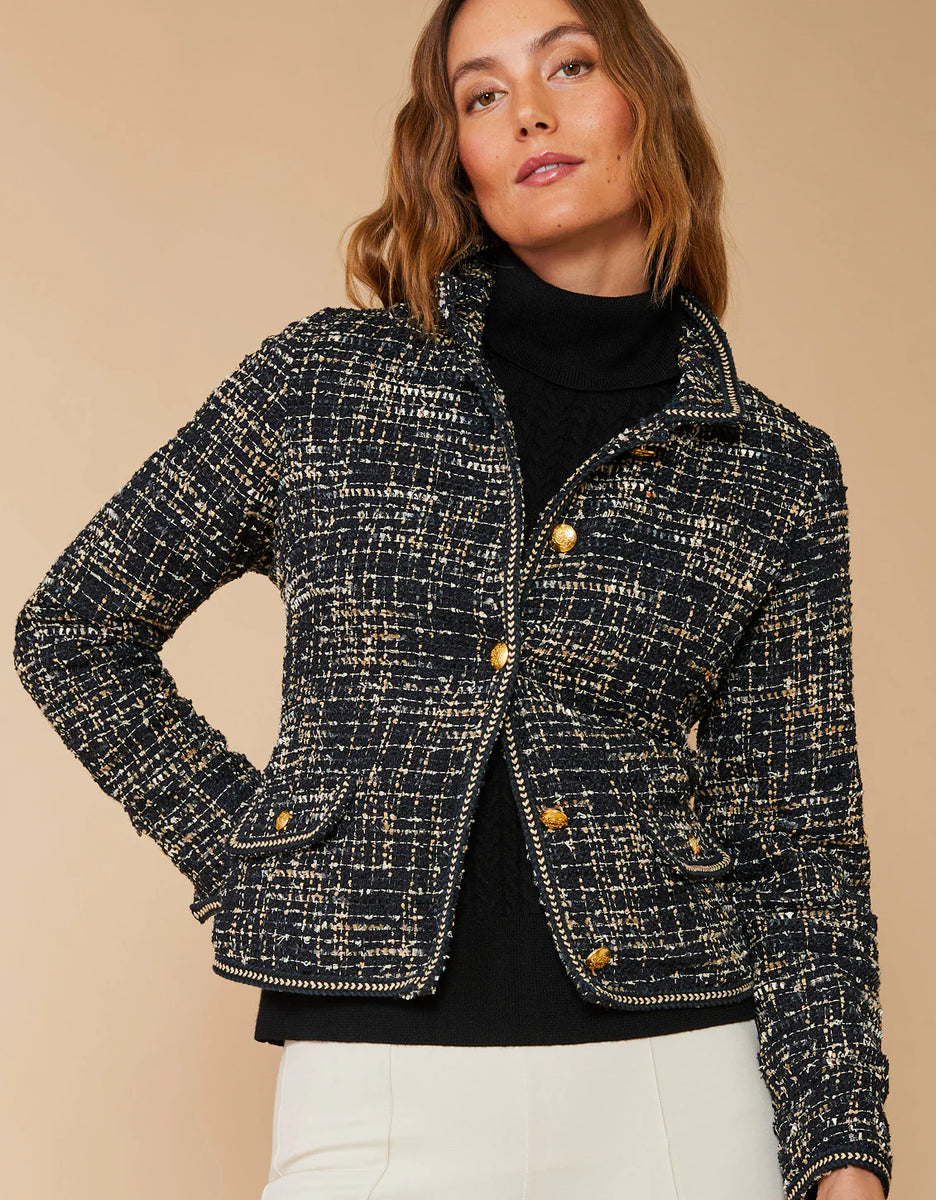 Spartina 449 Cameron Tweed Jacket Black Multi - FINAL SALE