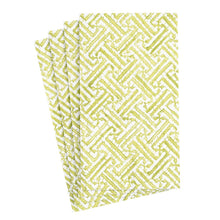 Load image into Gallery viewer, stack of rectangle shaped napkin with green and white geometric pattern