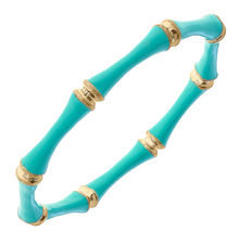 Load image into Gallery viewer, Celeste Enamel Bamboo Bangle - Aqua