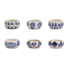 Load image into Gallery viewer, Six Chinoiserie Candleholders with various designed in blue and white