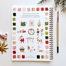 Load image into Gallery viewer, Christmas Watercolor Workbook back cover with Christmas items