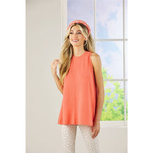 Load image into Gallery viewer, woman in an orange sleeveless shirt and white pants