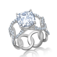 Load image into Gallery viewer, Crislu Eternity Pave/Cushion Cocktail Ring Finished in Pure Platinum