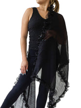 Load image into Gallery viewer, Cry Baby Hand Embroidered Silk Ruffle Shawl - FINAL SALE
