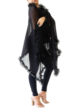 Load image into Gallery viewer, Cry Baby Hand Embroidered Silk Ruffle Shawl - FINAL SALE